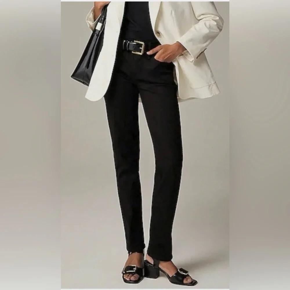 J. Crew 9” Vintage Slim Straight Leg jeans Mid Rise Cotton in Black Plus Size 35